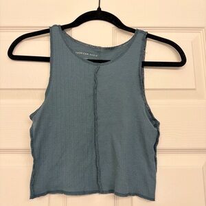 American Eagle Outfitters Teal Ribbed Crop Top